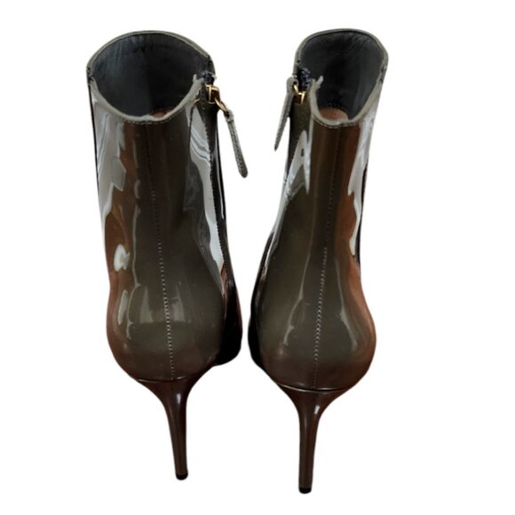 J. Crew Women size 8.5 Khaki Patent Leather Shoe High-Heel Ankle Boot AE854 - Picture 7 of 12